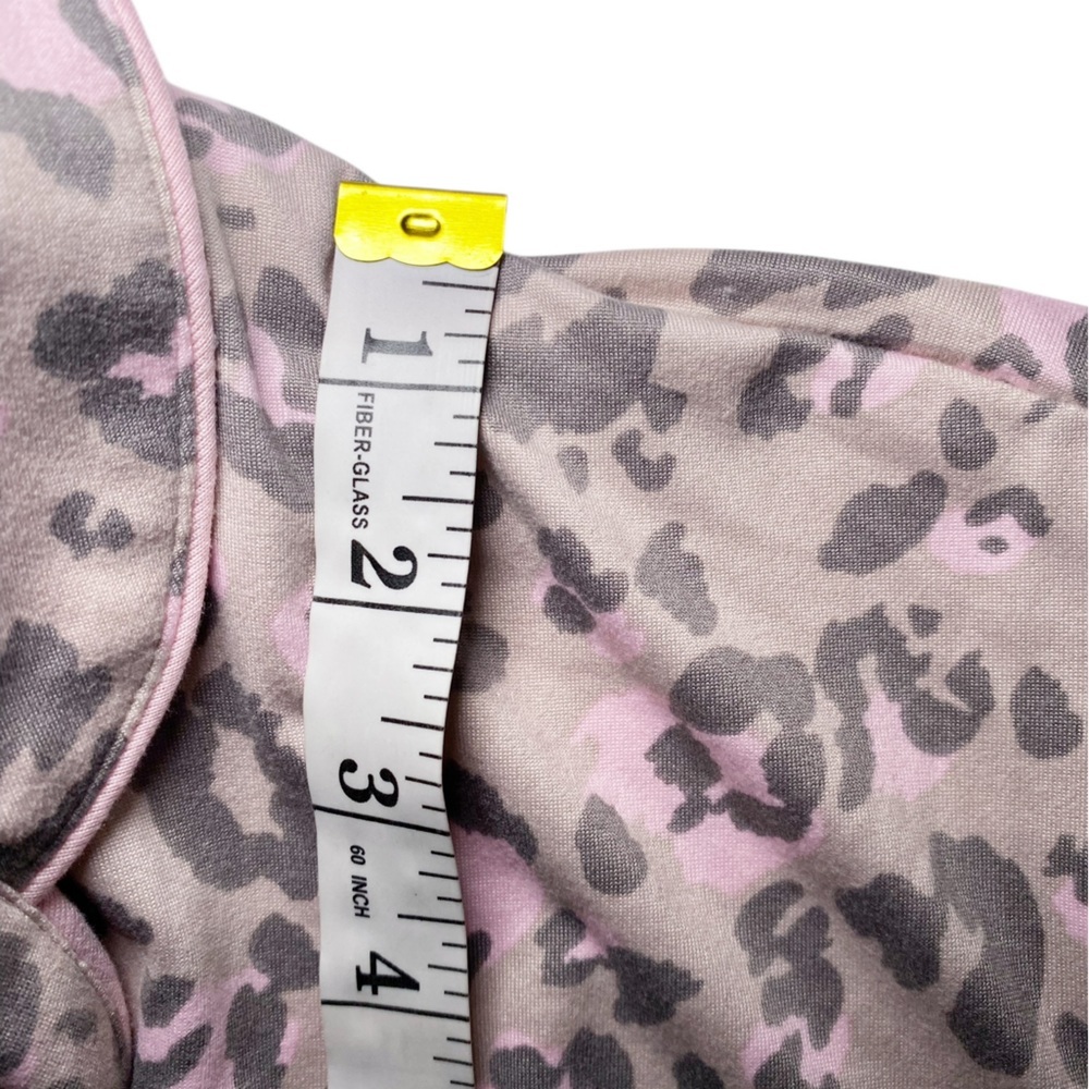 Cuddl Duds Pink and Tan Leopard Button Down Pajama Top - Picture 10 of 12